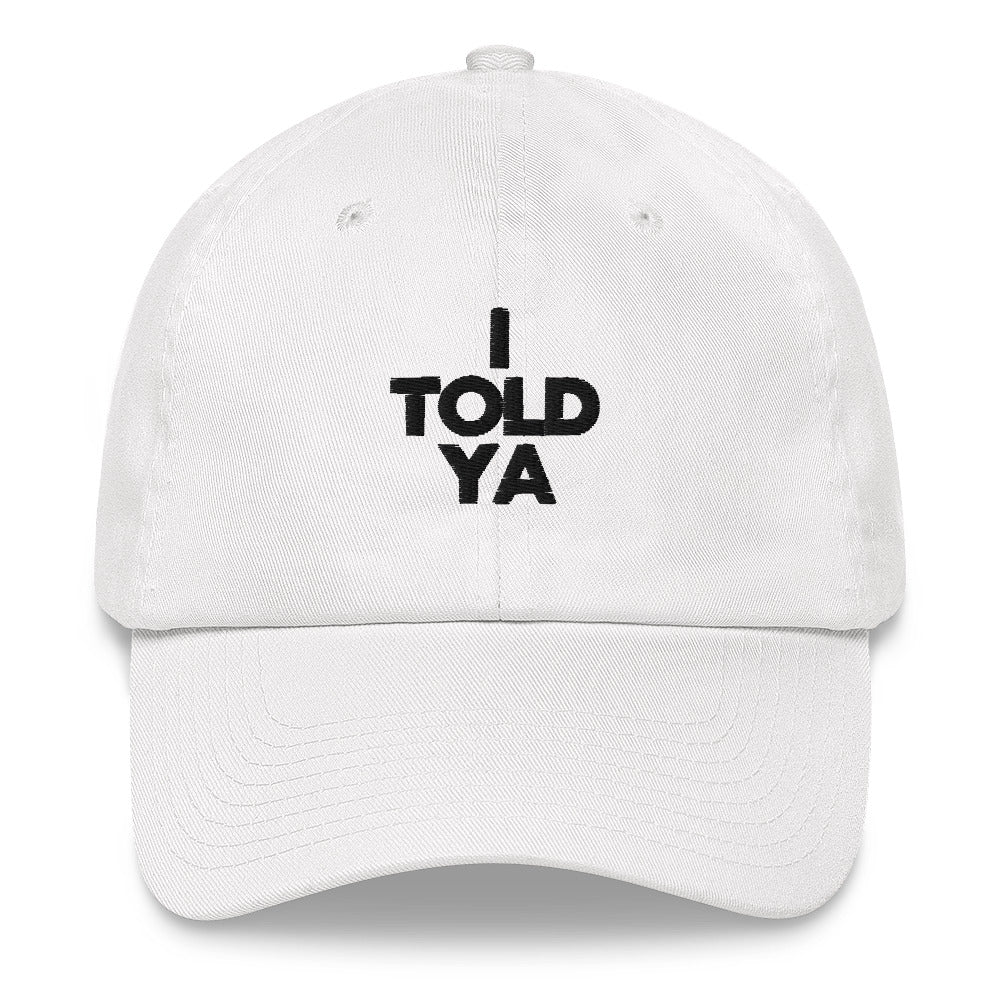 I TOLD YA t-shirt and hat. Zendaya in Challenger's movie. JFK Jr.