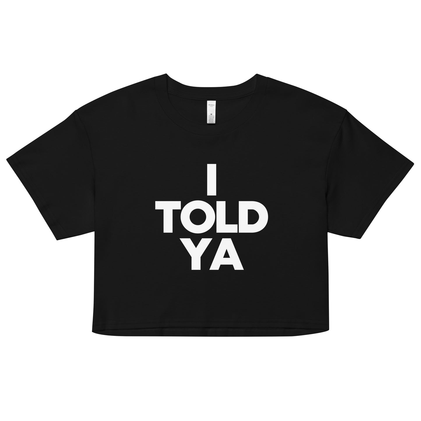 I TOLD YA crop edition! ☀️ The original one. Rock your summer style with the I TOLD YA crop! Perfect for those hot days, this top is fresh and trendy. You'll feel like a celebrity, channeling your inner JFK Jr. and Zendaya in Challenger's movie