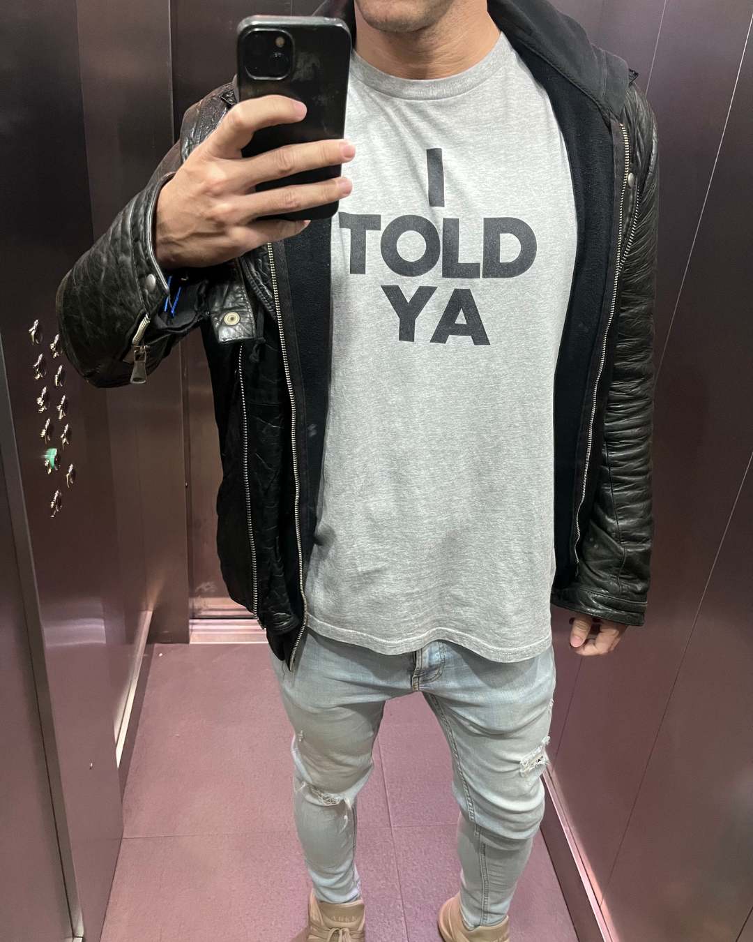 I TOLD YA t-shirt. Grey unisex. John John Kennedy. Clothes With Words apparel. Zendaya.