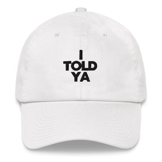 I TOLD YA t-shirt and hat. Zendaya in Challenger's movie. JFK Jr.
