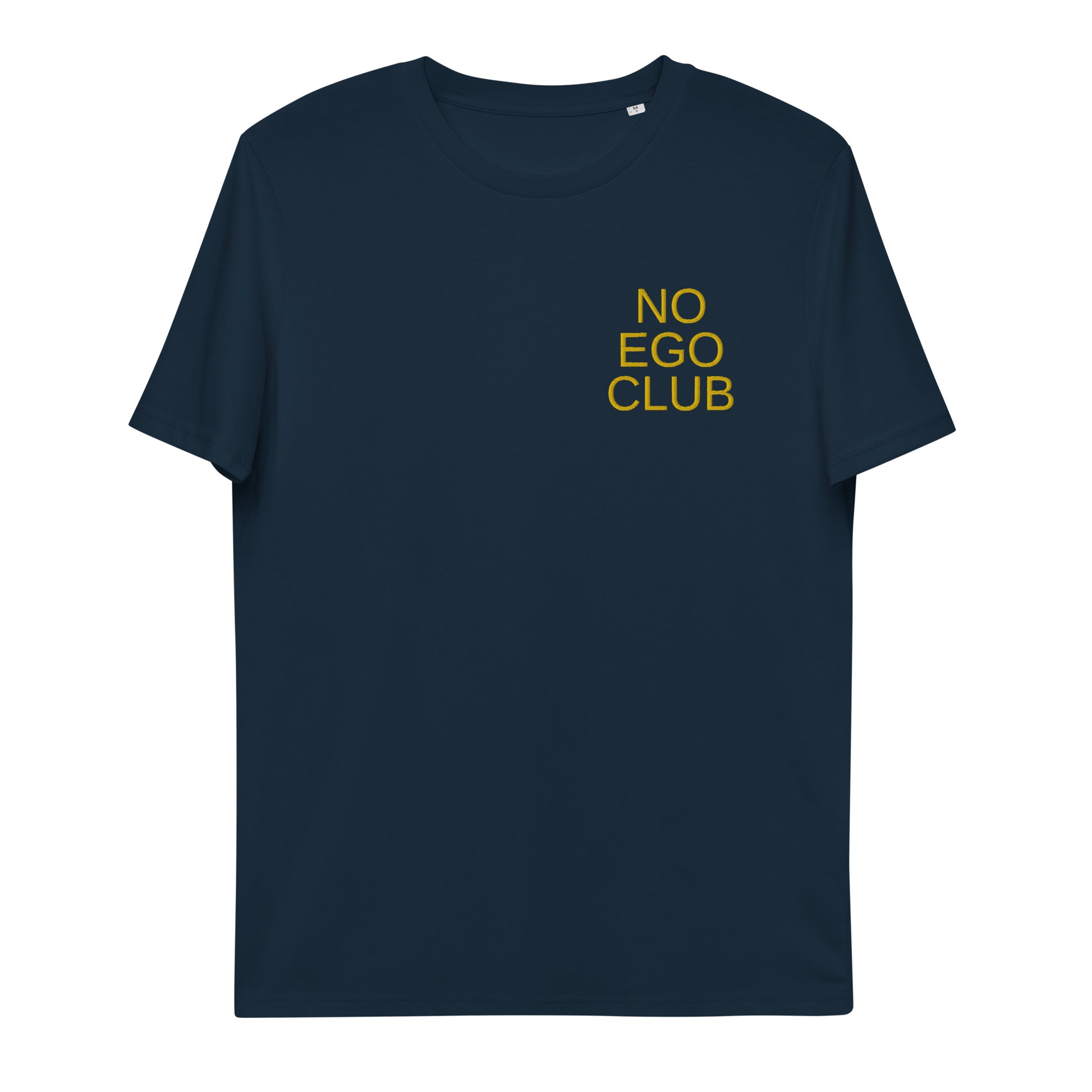 No Ego Club t-shirt blue navy and unisex. Clothes With Words apparel.